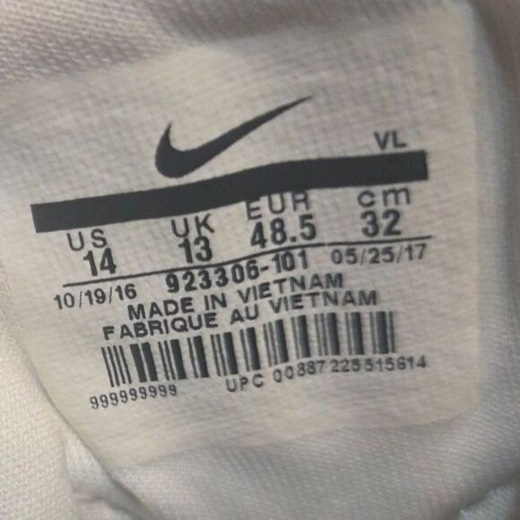 ​Nike Zoom Force Savage Elite TD Football Cleats White Black 923306-101 Size 14 main image 4